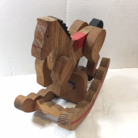 Vintage Handmade Wood Toy Rocking Horse Moveable Legs - Picture 8 of 12
